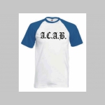 A.C.A.B. pánske modrobiele tričko s čiernym logom 100%bavlna značka Fruit of The Loom (viacero motívov na výber)